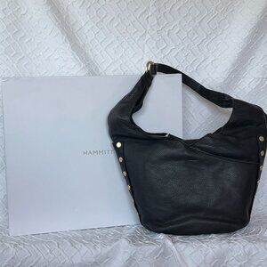 HAMMITT Tom Lrg Hobo- Black with gold, red zipper